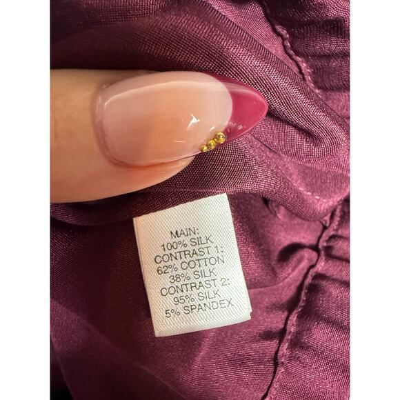 St. John Burgundy Silk Bomber Jacket Size Small (P) - Picture 7 of 7